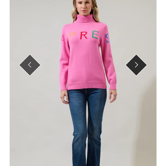 NWT Sugarlips Vibrant Pink Apres Turtleneck Sweater - Picture 4 of 7